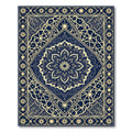 Intricate Navy Blue Celestial Star Mandala Rug