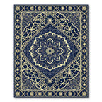 Intricate Navy Blue Celestial Star Mandala Rug