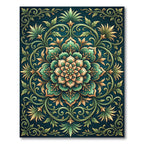 Emerald Verdant Floral Ornate Medallion Rug