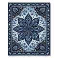 Deep Blue Floral Medallion Art Rug