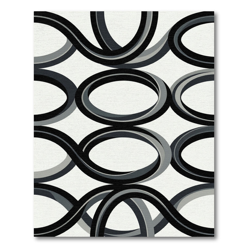 Black White Gray Interlocking Oval Rug