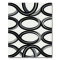 Black White Gray Interlocking Oval Rug