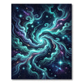 Luminous Teal Celestial Swirl Galaxy Rug