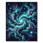 Luminous Teal Celestial Swirl Galaxy Rug