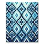 Blue Ikat Geometric Diamond Rug