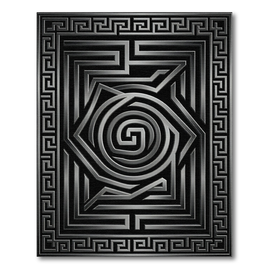 Gray Maze Geometric Metalic Frame Rug
