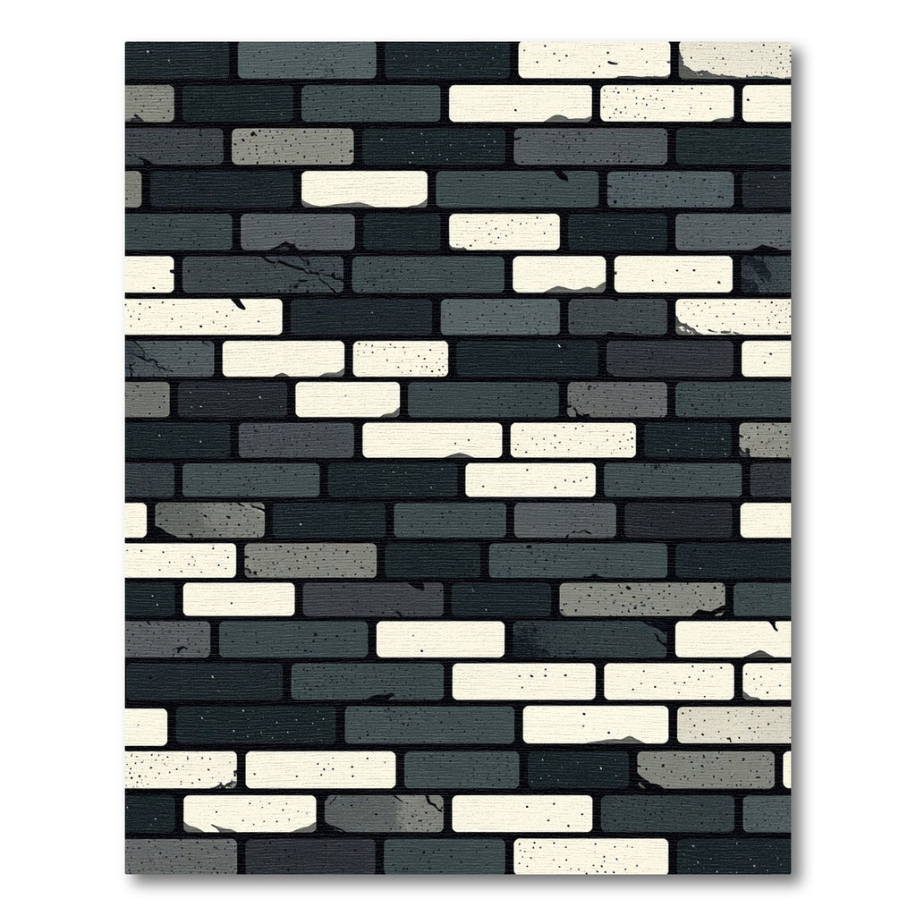 Monochrome Distressed Brick Pattern Rug