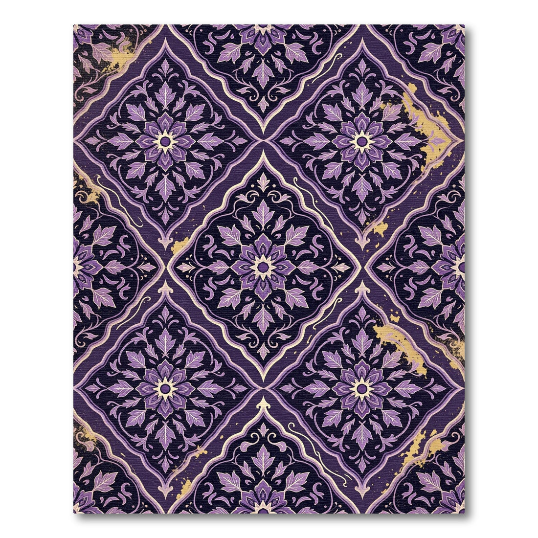 Elegant Royal Purple Floral Damask Rug