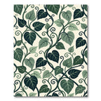 Lush Green Botanical Foliage Scroll Rug