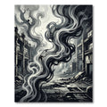 Monochromatic Abstract Smoke Swirls Rug