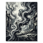 Monochromatic Abstract Smoke Swirls Rug