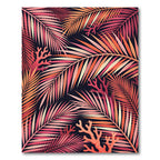 Pink Coral Palm Frond Scene Rug
