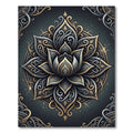 Opulent Charcoal Gold Lotus Mandala Rug