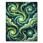 Vibrant Green Swirls Cosmic Galaxy Rug