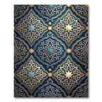 Deep Blue Gold Intricate Star Medallion Rug