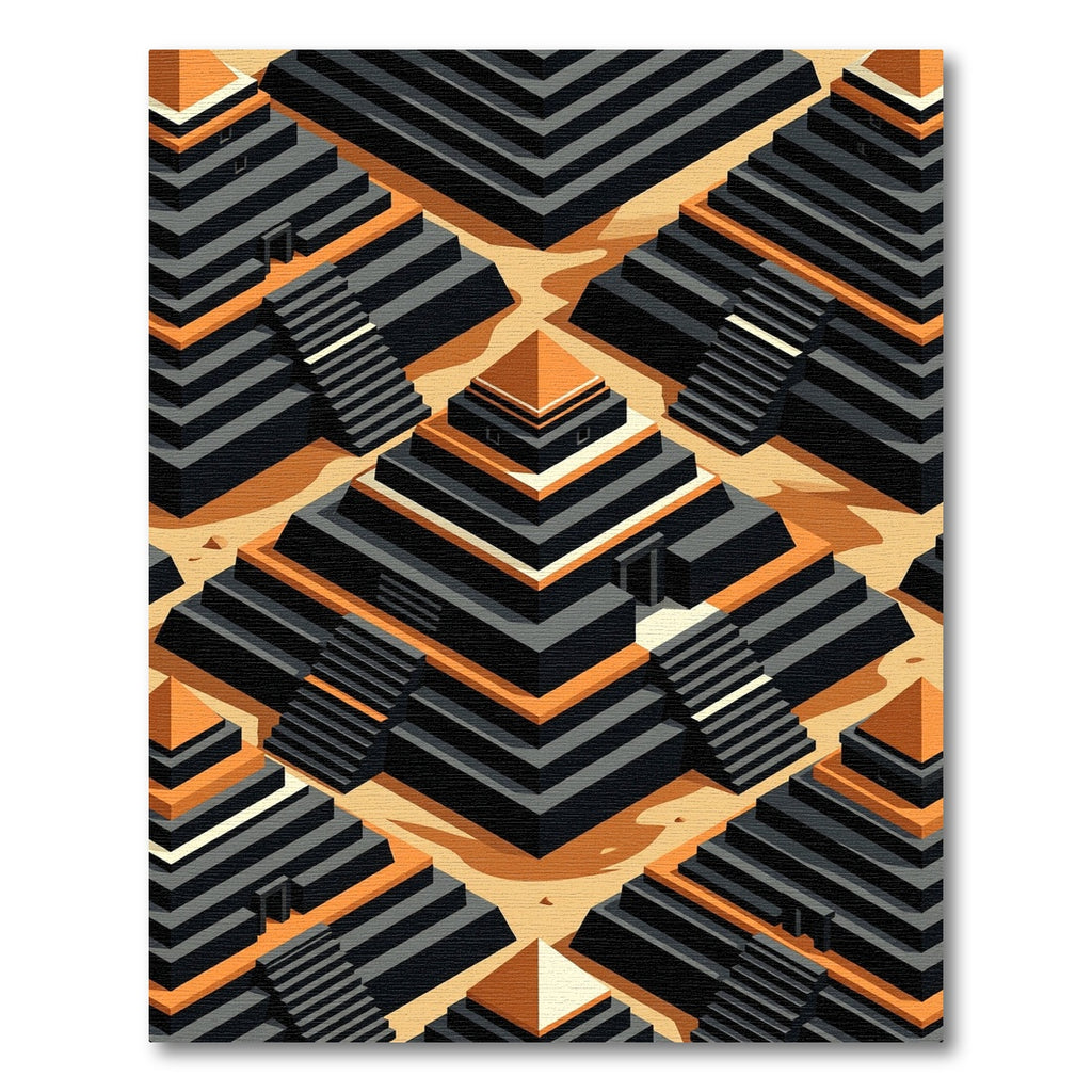 Geometric Terracotta Step Pyramid Rug