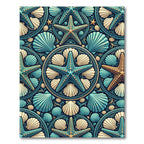 Teal Starfish and Seashell Ocean Medallion Rug