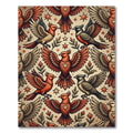 Vintage Crimson Avian Heart Star Tapestry Rug