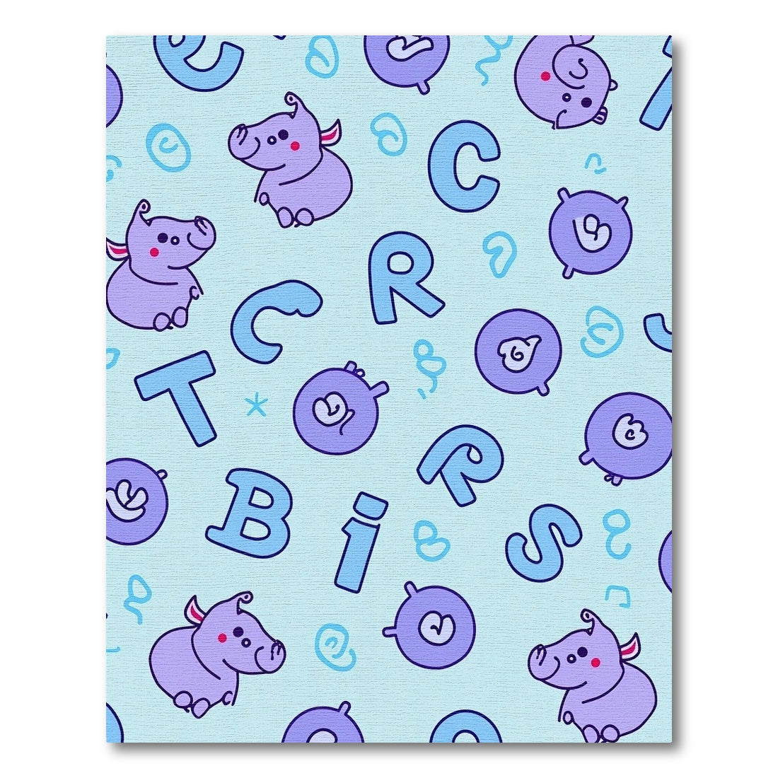 Purple Piglets Alphabet Blue Pastel Rug