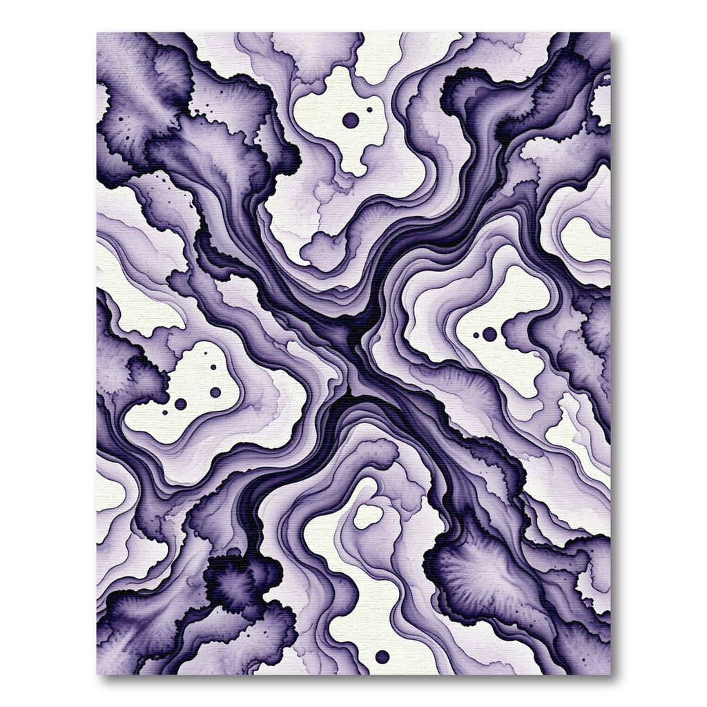 Deep Violet Fluid Ink Abstract Rug