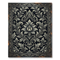 Elegant Charcoal Damask Scroll Art Rug
