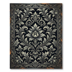 Elegant Charcoal Damask Scroll Art Rug
