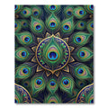 Elegant Peacock Feather Gold Mandala Rug
