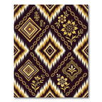 Dark Gold Floral Diamond Medallion Rug