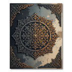 Ornate Gold and Silver Circular Medallion Rug