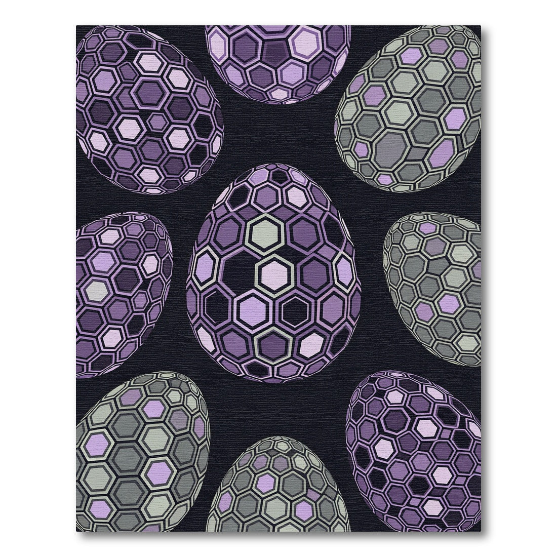 Hexagonal Violet and Sage Geometric Spheres Rug