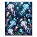 Luminous Neon Jellyfish Deep Sea Mural Rug