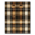 Brown Tan White Plaid Barn Scene Rug