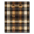 Brown Tan White Plaid Barn Scene Rug