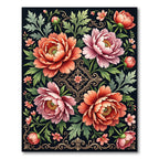 Elegant Peony Botanical Floral Arrangement Rug
