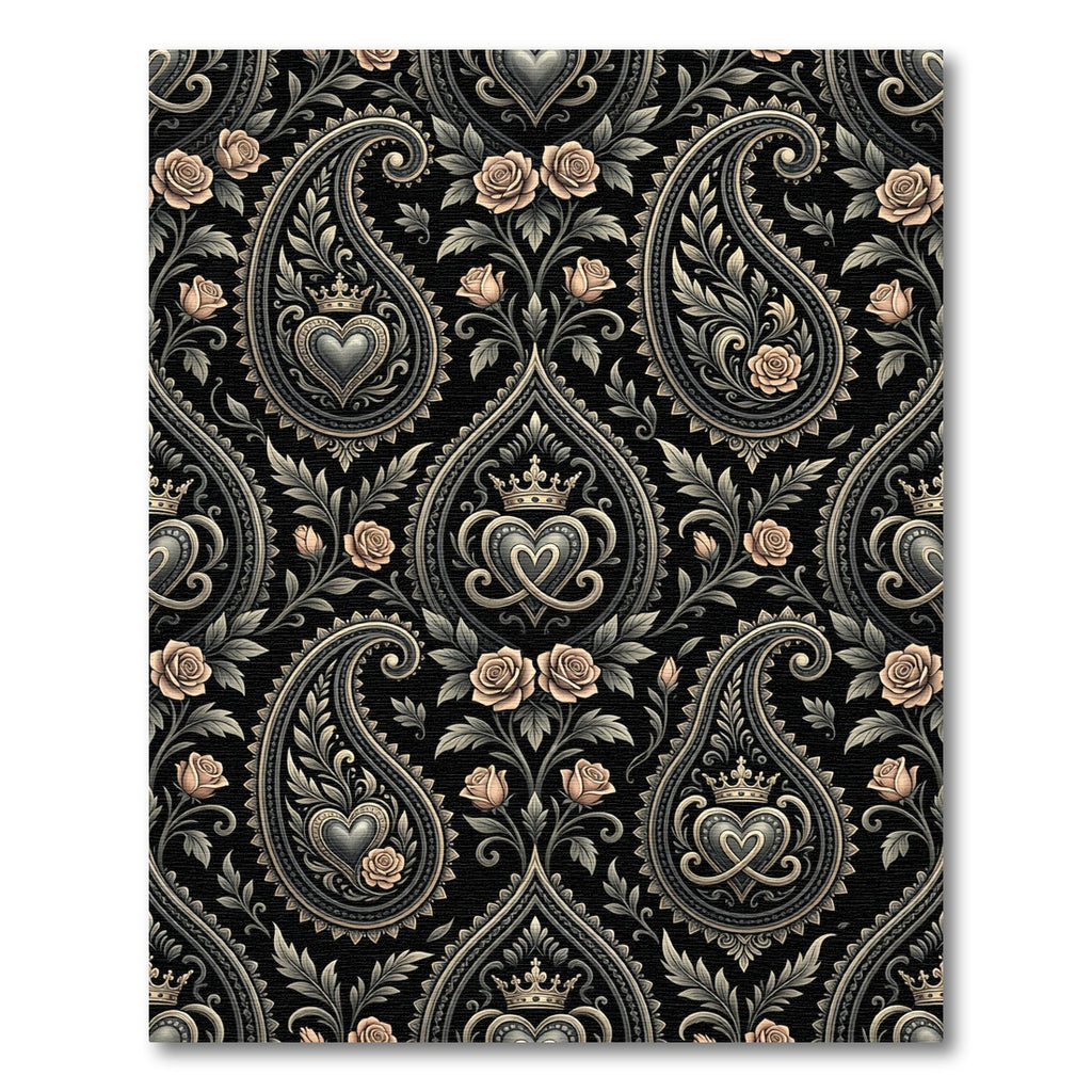 Cream Rose Paisley Heart Crown Rug