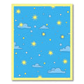 Yellow Sunbursts Blue Cloudy Sky Rug