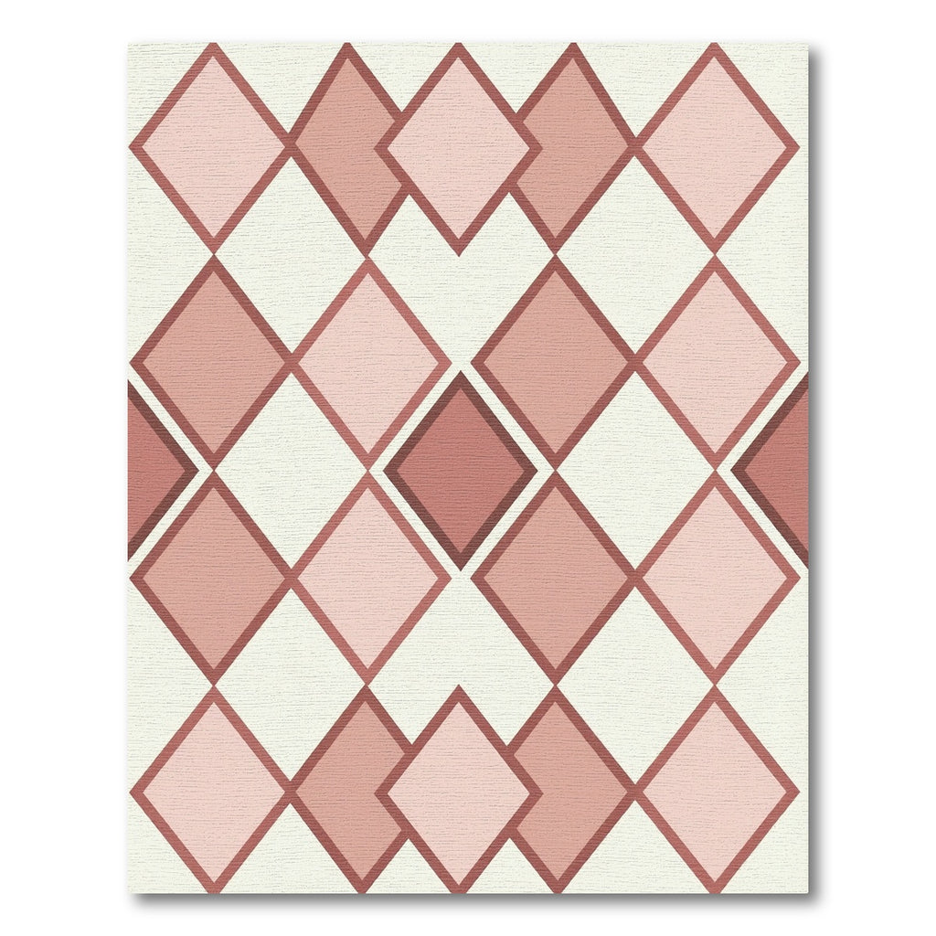 Modern Dusty Rose Geometric Diamond Rug