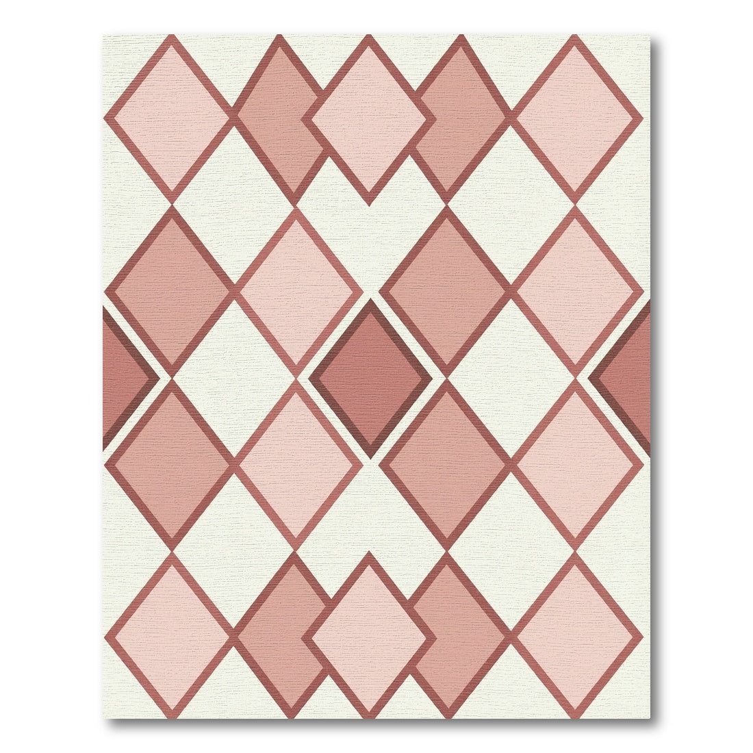 Modern Dusty Rose Geometric Diamond Rug