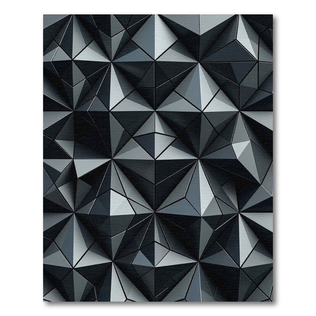 Charcoal Gray Geometric Crystal Form Rug