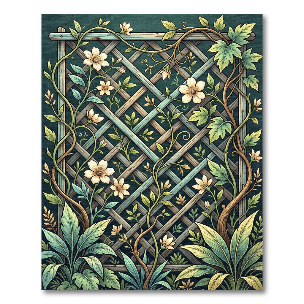 Lush Botanical Trellis Garden Foliage Rug