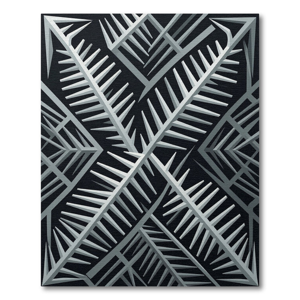 Monochromatic Fern Geometric Arrangement Rug