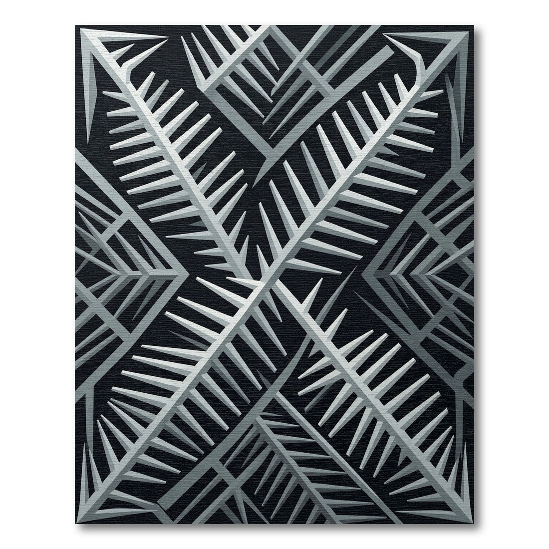 Monochromatic Fern Geometric Arrangement Rug