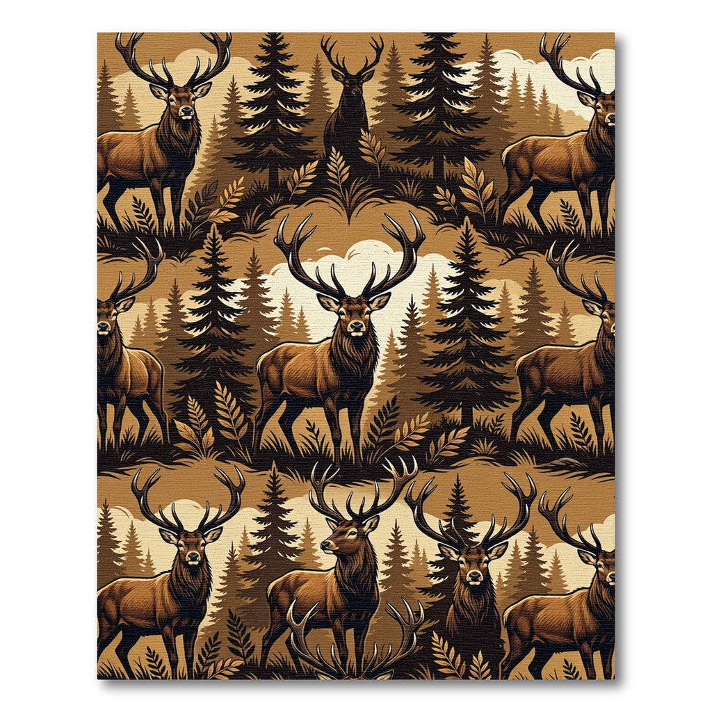 Rustic Forest Deer Woodland Silhouette Rug