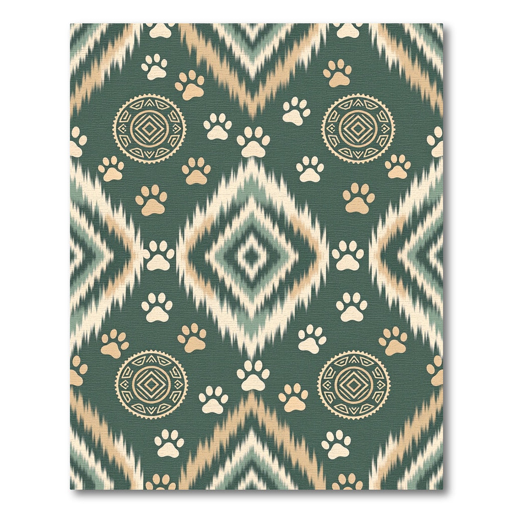 Sage Green Tribal Paw Diamond Ikat Rug
