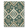 Sage Green Tribal Paw Diamond Ikat Rug