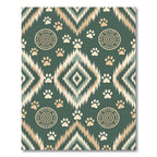 Sage Green Tribal Paw Diamond Ikat Rug