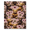 Cute Teddy Bear Button Hearts Rug