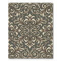 Elegant Ivory Scrollwork Damask Rug