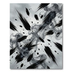 Dramatic Monochrome Abstract Ink Brush Stroke Rug