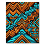 Vibrant Orange Teal Geometric Zigzag Rug